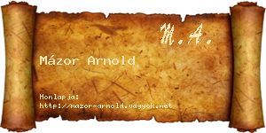 Mázor Arnold névjegykártya